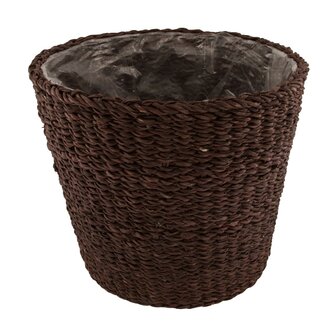 Dijk Natural Collections - Basket seagrass nature with plastic 38x32cm - Zwart
