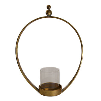 Dijk Natural Collections - Candle holder metal with glass 32.5x9x55.5cm - Goud