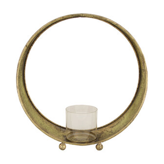 Dijk Natural Collections - Candle holder metal with glass 37x14.5x38.5cm - Goud