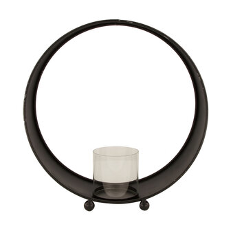 Dijk Natural Collections - Candle holder metal with glass 37x14.5x38.5cm - Zwart