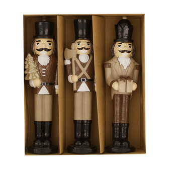 Dijk Natural Collections - Figurine nutrcracker wood 18.5x5x22cm 3pc in box - Natuurlijk