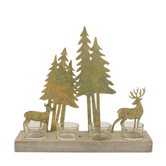 Dijk Natural Collections - Candle holder metal with glass 30.5x9x27.5cm - Goud