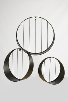 DKNC - Metalen wandrek - Set van 3 - 40x11cm - Zwart