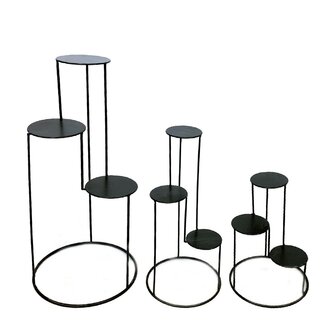 DKNC - bijzettafel metaal - 37.5x37.5x78cm - Set van 3 - Zwart