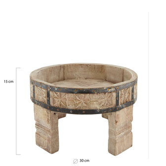 DKNC -Vintage Chakki tafel Mangohout -30x15cm - Wit