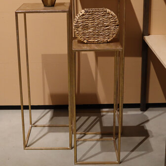 DKNC - Bijzettafel - Metaal - 37x37x117cm - Set van 3 - Goud