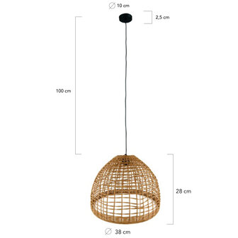 DKNC - Hanglamp - Rotan - 38x38x28cm - Bruin