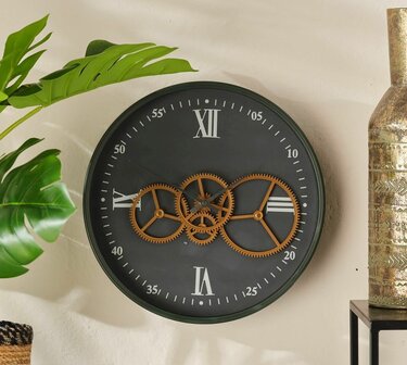 DKNC - Klok - Metaal - 40x6.5cm - Groen