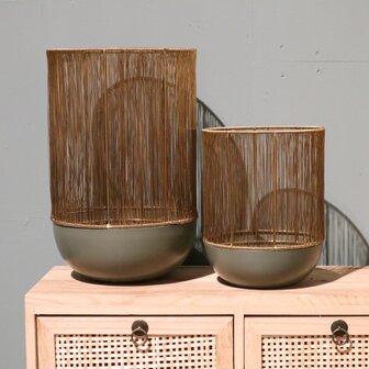 DKNC - Kandelaar Delhi - Ijzer - 25.5x40.5cm - Set van 2 - Groen