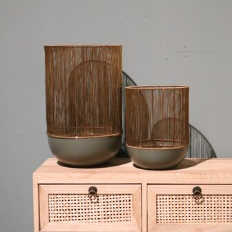 DKNC - Kandelaar Delhi - Ijzer - 25.5x40.5cm - Set van 2 - Groen