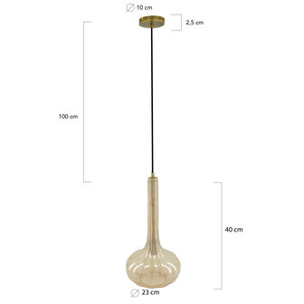 DKNC - Hanglamp Bodrum - Glas - 23x23x40cm - Geel