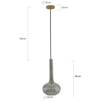 DKNC - Hanglamp Bodrum - Glas - 23x23x40cm - Grijs