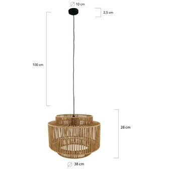 DKNC - Hanglamp Braga - Papier - 38x38x28cm - Natuurlijk