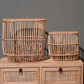 DKNC - Lantaarn Frenna - Bamboe -  36x24x36cm - Set van 2 - Beige