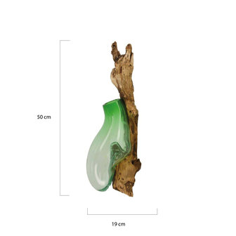 DKNC - Decoratief beeld Wellington - Hout met glas - 19x17x50 cm - Groen