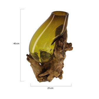 DKNC - Decoratief beeld Napels - Hout met glas -  25x25x40cm - Bruin