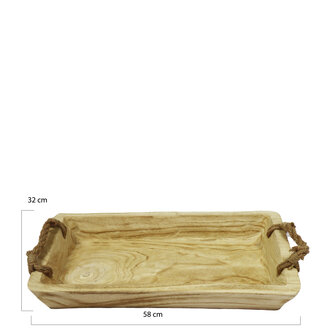 DKNC - Dienblad Kambut - Paulownia hout - 58x32x8 cm - Cream