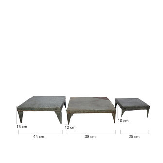 DKNC - Tafel Donna - Metaal - 44x44x15cm - Set van 3 - Bruin