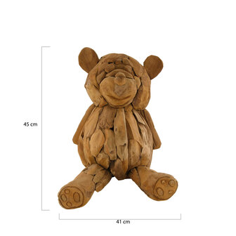 DKNC - Decoratief beeld Teddy - Teak hout - 41x37x45cm - Bruin