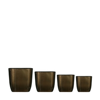 DKNC - Plantenbak Madison - Metaal - 37.5x19x36 cm - Set van 4 - Bruin