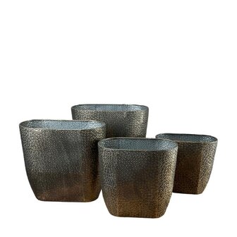 DKNC - Plantenbak Halifax - Metaal - 36.5x19x36cm - Set van 4 - Zwart