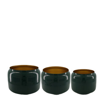 DKNC - Plantenbak Recife - Ijzer - 36x36x33cm  - Set van 3 - Groen