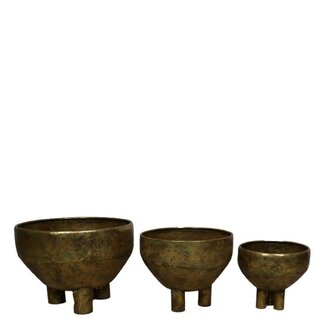 DKNC - Schalen Bilbao - Metaal - 51x51x38cm - Set van 3 - Goud