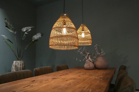 DKNC - Hanglamp Sydney - Rotan - 35x35x41cm - Set van 2 - Natuurlijk