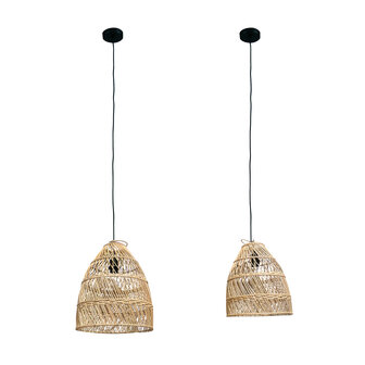 DKNC - Hanglamp Sydney - Rotan - 35x35x41cm - Set van 2 - Natuurlijk