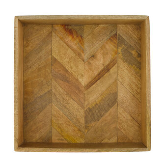 DKNC - Dienblad Dennis - Mango hout - 37x37x8 cm - Set van 3 - Natuurlijk