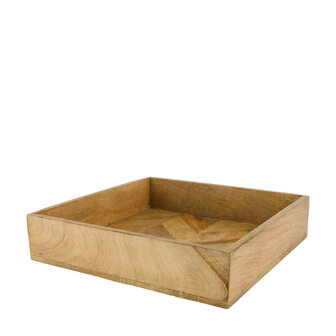 DKNC - Dienblad Dennis - Mango hout - 37x37x8 cm - Set van 3 - Natuurlijk