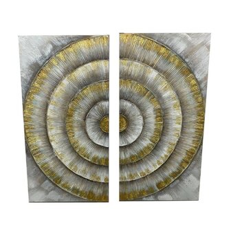 DKNC - Wanddecoratie hand geschilderd  linnen - 76x3x76cm - Multi