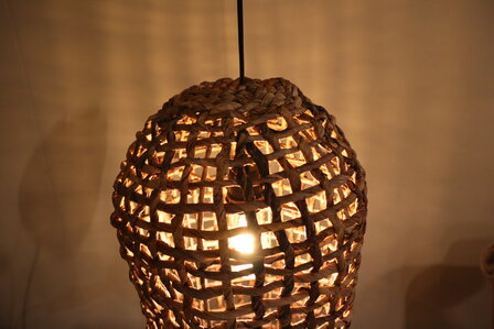 DKNC - Hanglamp Hanoi - Bananenblad - 28x28x58cm - Bruin