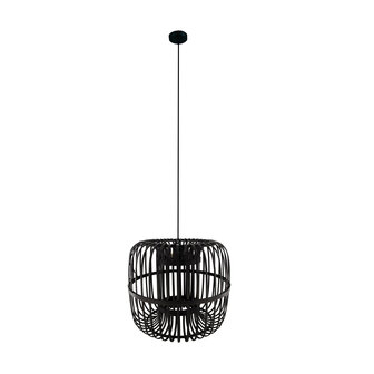 DKNC - Hanglamp Bari - Bamboe - Botanisch - 38x38x32cm - Zwart