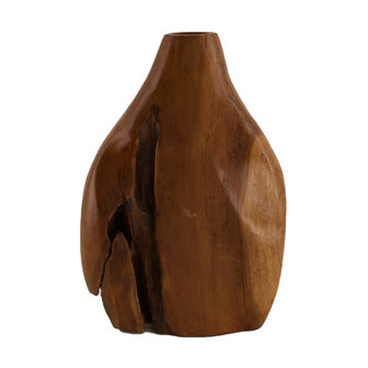 DKNC - Vaas Ryan - Teak hout - 19x9x28 cm - Bruin