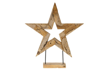 DKNC - Ster op voet Manchester - Teakhout - 78x15x88cm - Bruin