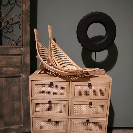 DKNC - Dienblad bamboe - 78x34x38cm - Set van 2 - Natuurlijk