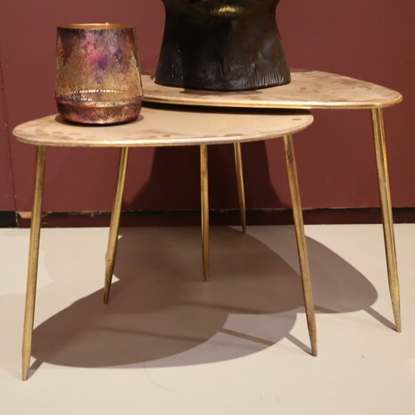DKNC - Bijzettafel metaal - 55x41.5x37.5cm - Set van 2 - Goud