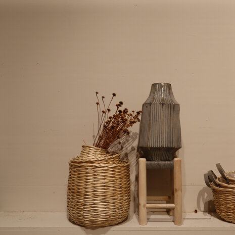 DKNC - Kruk - Paulownia hout - 28x28x38cm - Set van 2 - Grijs