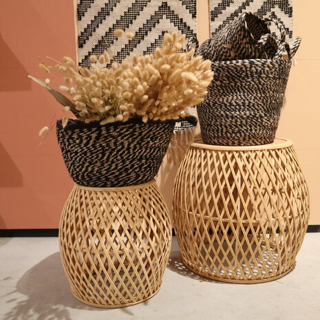 DKNC - Kruk - Bamboe - 57x52cm - Set van 2 - Beige