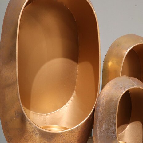 DKNC - Kaarsenhouder - Metaal - 28x16.5x50cm - Set van 3 - Goud