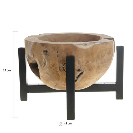 DKNC - Schaal op ijzeren frame teakhout - 45x23cm - Natuurlijk