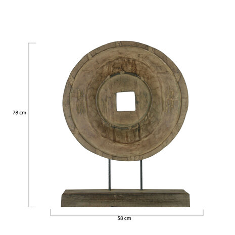 DKNC - Beeld ornament Sheffield - Albasia hout - 58x6x78cm - Beige