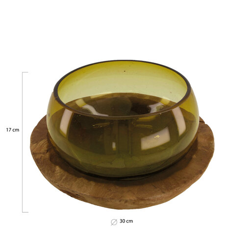 DKNC -  Decoratieve schaal Tomar - Hout met Glas - 30x30x17 cm - Bruin