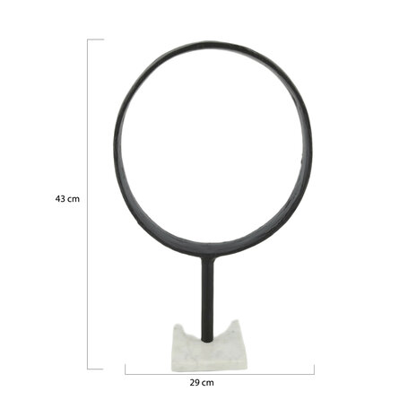DKNC - Beeld ring aluminium op standaard - 29x11.5x43 cm - Zwart