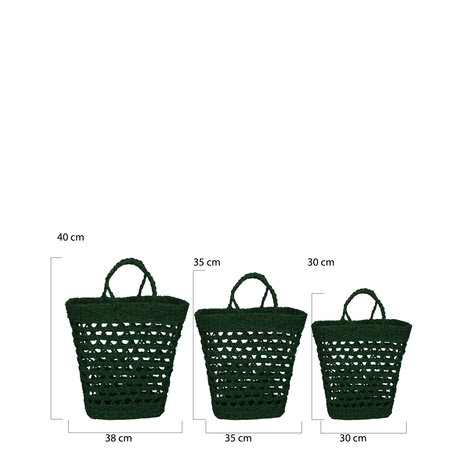 DKNC - Tas Dublin - Zeegras - 38x24x40cm - Set van 3 - Groen