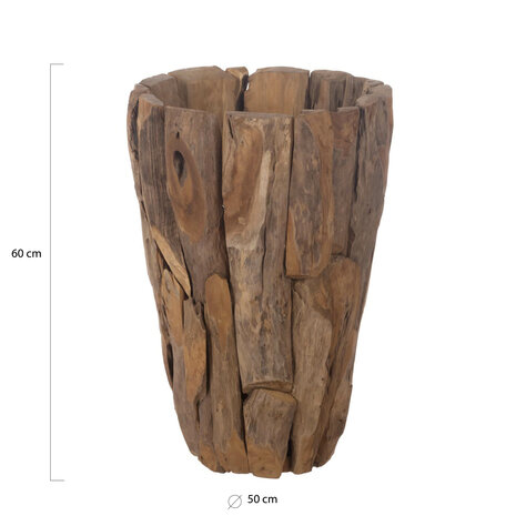 DKNC - Plantenbak Samantha - Erosie hout - 50x60cm - Natuurlijk