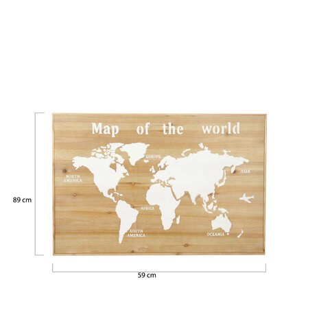 DKNC - Wereld kaart Tampa - 59x89x3,5cm - Bruin