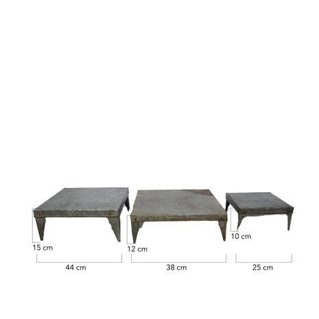 DKNC - Tafel Donna - Metaal - 44x44x15cm - Set van 3 - Bruin