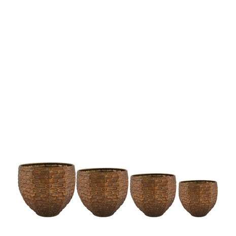 DKNC - Plantenbak Sean - Metaal - 37x33.5cm - Set van 4 - Koper